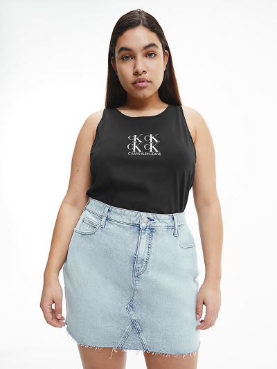 Calvin Klein Ruhák HU959536 | Calvin Klein Plus Size Organic Cotton Logo Női Trikó Fekete
